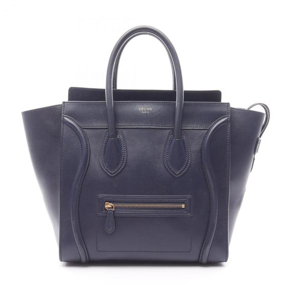Celine Luggage Mini Shopper Handbag, Leather, Women's, Navy, 165213 - Picture 1 of 13